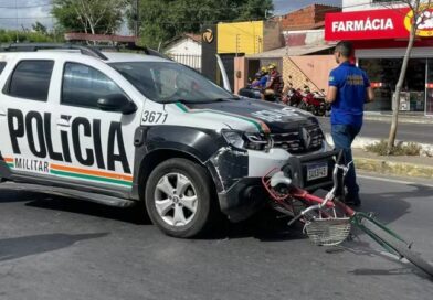 Viatura da polícia atropela pai e filha de três anos em Sobral