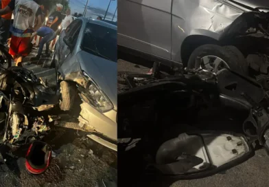 Motociclista é socorrido após colisão com carro, no bairro Pereiros em Ipu