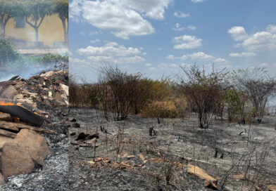 Incêndio em terreno baldio preocupa moradores do bairro da Mina, em Ipu