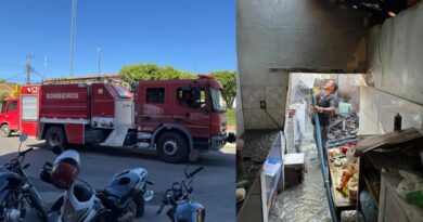 Incêndio destrói cozinha da lanchonete no centro de Santa Quitéria e deixa proprietário com queimaduras de 2º grau