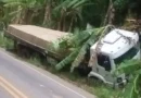 Caminhão perde freios, sai da pista e bate em ribanceira na CE-187, na serra de Ipu