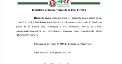 Ministério Público cobra plantão médico 24h na UPA de Pires Ferreira