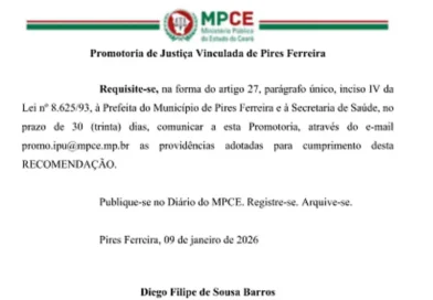 Ministério Público cobra plantão médico 24h na UPA de Pires Ferreira