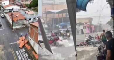 Força da chuva arranca telhado de casa e derruba motocicletas em Guaraciaba do Norte