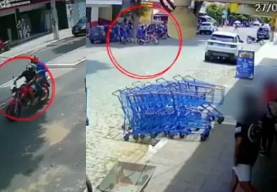 Câmeras de segurança registram perseguição a suspeitos de assalto contra funcionária de farmácia em Ipu