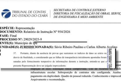 TCE julga improcedente pedido de investigação sobre obras em escolas de Ipu