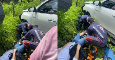 Acidente com Hilux deixa motorista ferido no trevo das rodovias CE-329 e CE-183