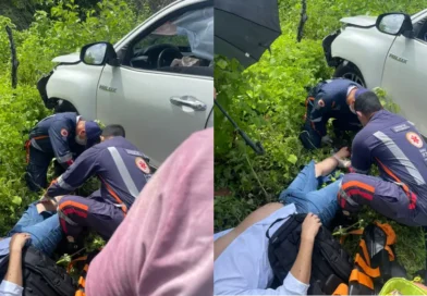 Acidente com Hilux deixa motorista ferido no trevo das rodovias CE-329 e CE-183