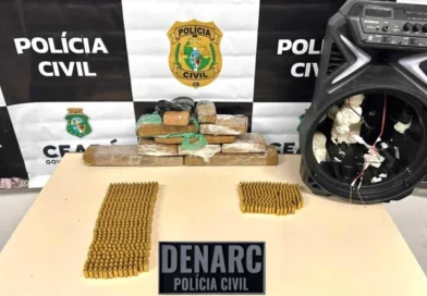 Polícia Civil prende dupla com drogas e munições escondidas em caixa de som em Varjota