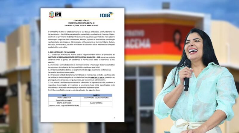 Prefeita Milena Damasceno anuncia concurso público em Ipu com mais de 150 vagas