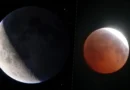 Moradores de Ipu acompanham eclipse lunar parcial durante a madrugada desta sexta-feira (28)