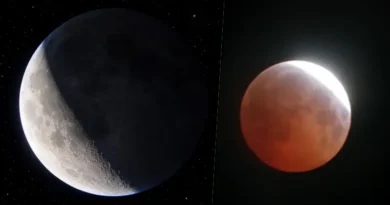 Moradores de Ipu acompanham eclipse lunar parcial durante a madrugada desta sexta-feira (28)