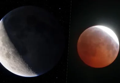 Moradores de Ipu acompanham eclipse lunar parcial durante a madrugada desta sexta-feira (28)